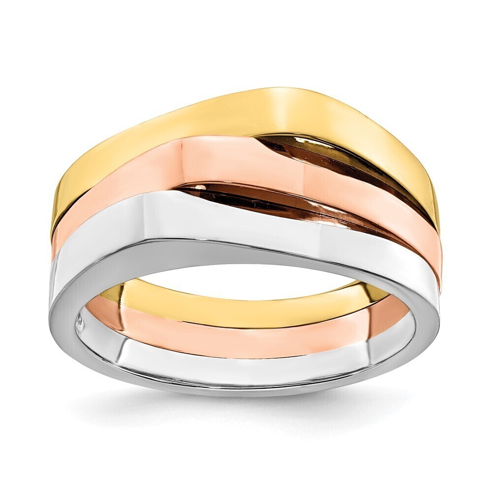 Kazi Luxury 14k Tri-Color Triple Peaked Top Band